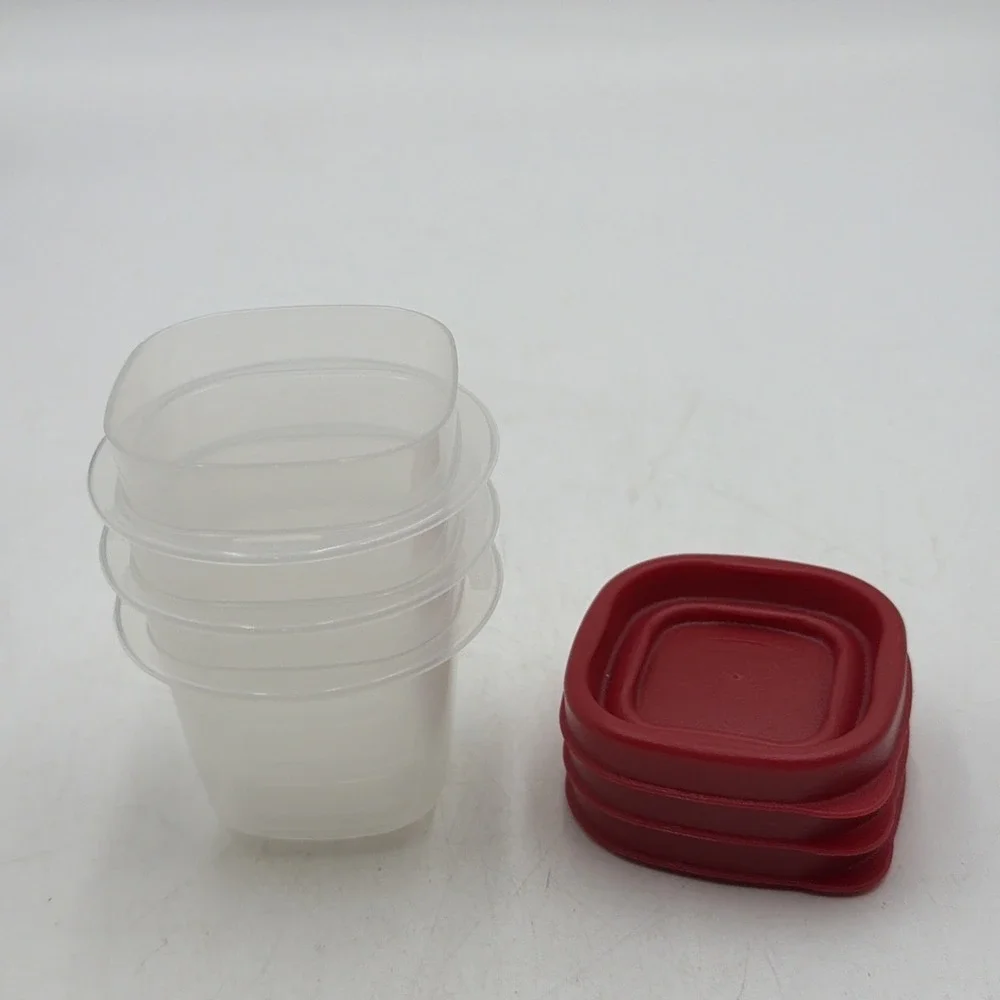 Rubbermaid 4 oz Small Snack Stacking Storage Containers Red Lids - Lot of 3 J753